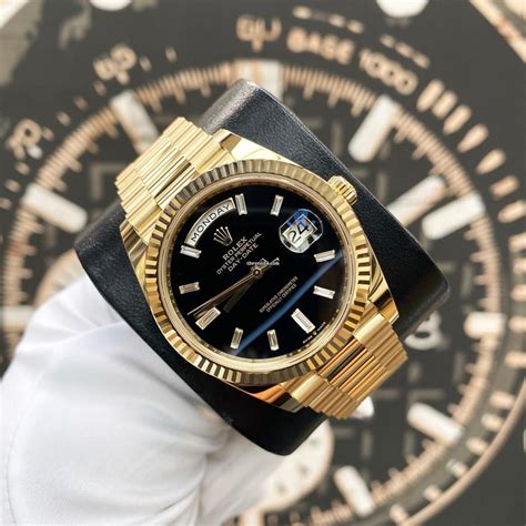 rolex black dial present day and date|Rolex Day-Date 40 228238.